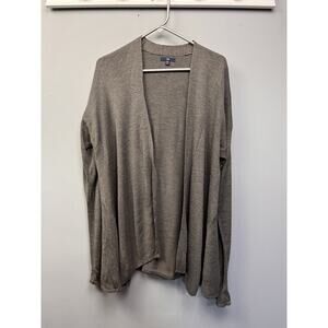 Gap Cardigan‎ Sweater Womens XL Gray Taupe Wool Blend Open Front Casual Flaw